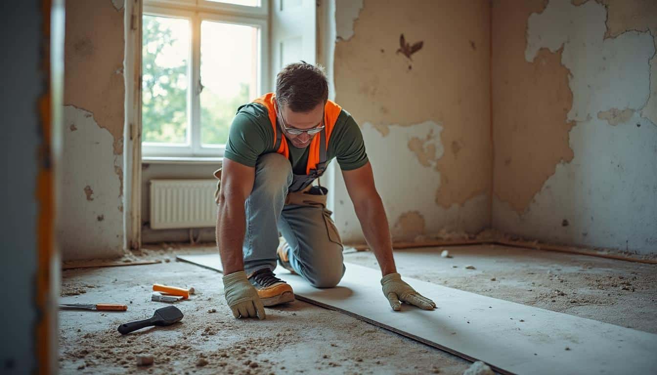Illustration: Préparer le chantier et le mur en plâtre avant la rénovation