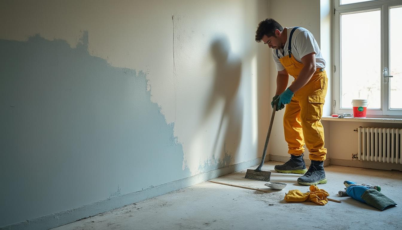 Illustration: Préparer le chantier et le mur avant d’enduire