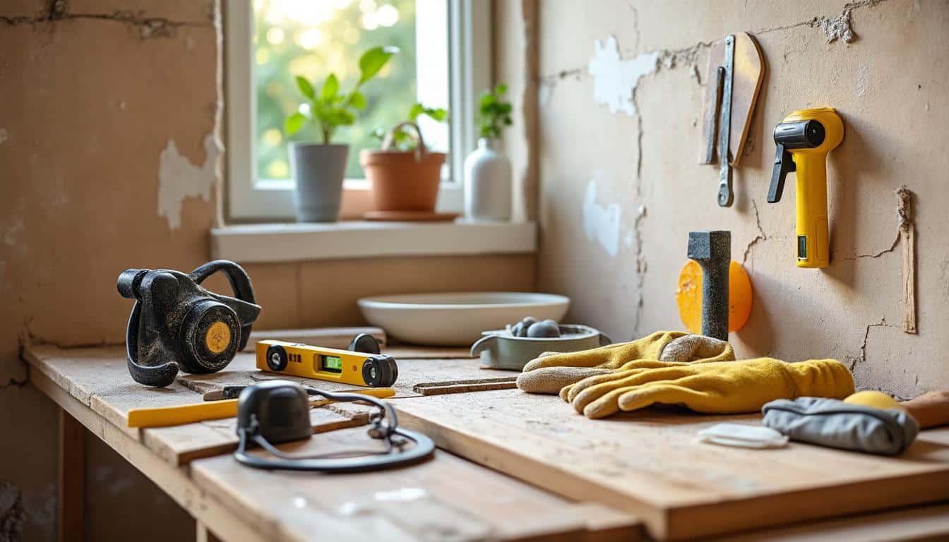Illustration: Liste complète de l’outillage essentiel pour rénover une salle de bain