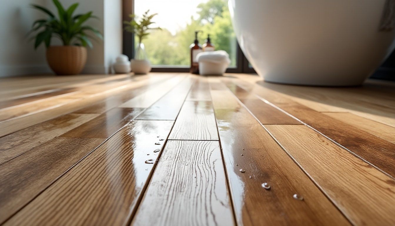 Illustration: Les avantages et limites du parquet hydrofuge en salle de bain : faire le bon choix