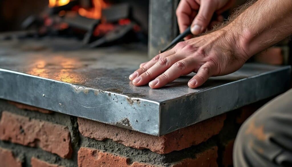 Toiture zinc : jonction de la souche de cheminée étanche et durable