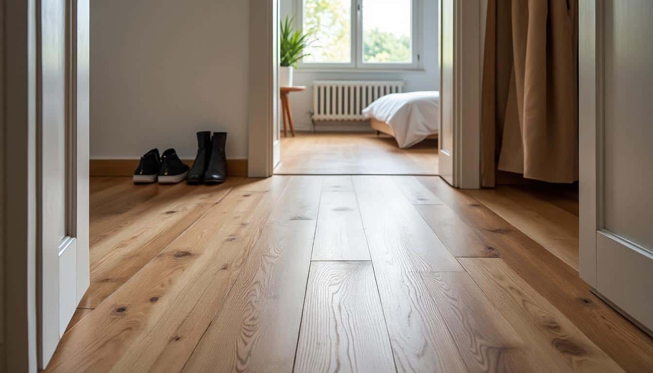 Illustration: Pourquoi opter pour une pose de parquet sans barre de seuil entre couloir et chambre ?